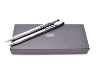 Vintage Cross Classic Century Lustrous Chrome Ballpoint Pen & Mechanical Pencil Set 3501 in Box