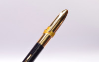 NOS True Time Capsule - Lost Brand of France - 1930s Stylomine Hard Rubber Lever Filling Fountain Pen w/ 18K Super Flex EF Hearthole Nib