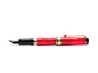1994 Limited Edition Coral/Marble 1858/7500 Red Aurora Optima 75 Year Anniversary Edition 18K M Nib Fountain Pen