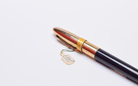 NOS True Time Capsule - Lost Brand of France - 1930s Stylomine Hard Rubber Lever Filling Fountain Pen w/ 18K Super Flex EF Hearthole Nib