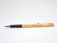 1977 Parker Imperial Godron 180 24K Gold Plated B/F Broad & Fine Two Sided 14K Nib Fountain Pen Made In France
