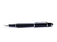 Composite Noir Diabolo de Cartier STYLO PLUME Black Resin & Platinum Sapphire Cabochon Blue Gemstone Crown France Nib Fountain Pen