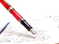 1994 Limited Edition Coral/Marble 1858/7500 Red Aurora Optima 75 Year Anniversary Edition 18K M Nib Fountain Pen