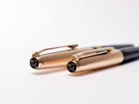 Pelikan M30 R30 30 Rolled Gold 14K M Nib Fountain Ballpoint Pen Set Box