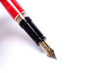 1994 Limited Edition Coral/Marble 1858/7500 Red Aurora Optima 75 Year Anniversary Edition 18K M Nib Fountain Pen