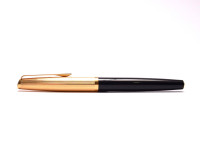 Vintage 1970s AURORA Italy 888P Black & Gold Plated 14K Gold F-M Nib Cartridge/Converter Fountain Pen