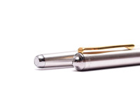 Rare Vintage Spanish INOXCROM F Fine Nib Polished Steel W/ Gold Plated Trims Fountain Pen