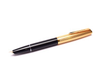 Vintage 1970s AURORA Italy 888P Black & Gold Plated 14K Gold F-M Nib Cartridge/Converter Fountain Pen