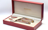 Sheaffer 1024x Targa Version II 925 Solid Sterling Silver & Gold Vermeil Fountain Pen & Ballpoint Pen Set
