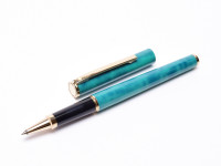 Sheaffer Fashion 293 Jade Emerald Green Lacquer Gold Plated Trim Rollerball & Ballpoint Set Made in USA