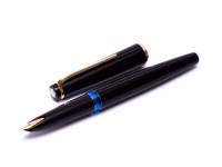 Large 1960s Black Resin MONTBLANC No.34 14K 585 Gold Flexible EF Nib Piston Fountain Pen