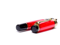 1994 Limited Edition Coral/Marble 1858/7500 Red Aurora Optima 75 Year Anniversary Edition 18K M Nib Fountain Pen