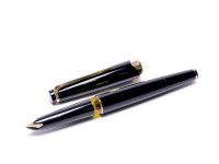 NOS New 1960s MONTBLANC No.12 & No.16 Masterpiece Meisterstuck Black Resin 18K 750 Gold Flex EF Nib Fountain Pen & Mechanical Pencil Set in Box