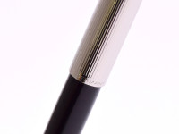 Amazing & Rare 1993-97 Pelikan Souveran M730 (M400 Base M700 Line) 925 Sterling Silver Cap Black & Green 18K Two Tone Gold F Fine Nib Fountain Pen