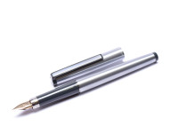 GEHA No. 720/722 Matte Brushed Steel 14K Gold M Medium Nib Cartridge Fountain Pen in Box