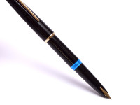 Large 1960s Black Resin MONTBLANC No.34 14K 585 Gold Flexible EF Nib Piston Fountain Pen