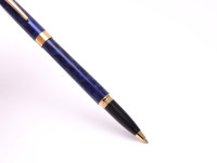 Sheaffer Crest Nova Marbled Lacquer Ultramarine Blue W/ 23K Gold Plated Trim Rollerball Pen USA