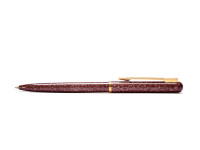 Vintage Waterman Marbled Lacquered Grape Purple w/ Gold Plated Trim Push Upper Body Mechanism Ballpoint Pen