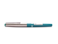 Vintage Geha 705 Turquoise Green & Silver Stainless Steel A NIb Cartridge Fountain Pen