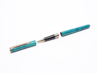 Sheaffer Fashion 293 Zade Emerald Green Lacquer Gold Plated Trim Rollerball & Ballpoint Set Made in USA