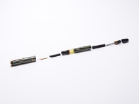 Reform LUXUS Fountain Pen Original Never Used Amazing Art Deco 1930s Reform LUXUS Chevron "Tiger Eye" Jade Green Celluloid w/14K Super Flex Nib Fountain Pen from the "Attic Find"