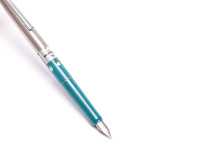 Vintage Geha 705 Turquoise Green & Silver Stainless Steel A NIb Cartridge Fountain Pen