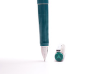 Vintage Geha 705 Turquoise Green & Silver Stainless Steel A NIb Cartridge Fountain Pen
