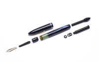 Stunning Rare 1940s-50s Italy's ANCORA Lusso - Blue Sapphire Marbled Celluloid w/ 14K Super Flex EF Nib Piston Fountain Pen