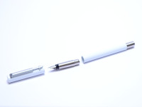 The Original 1984 NOS PARKER Vector Made in UK All White & Matte Steel Rollerball & Fountain Pen in Box