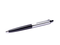 1960s Vintage Kaweco Black Resin & Matte Steel Push Button Mechanism Ballpoint Pen