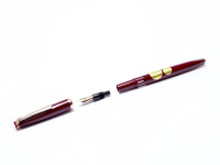 1960s Reform 4383 Burgundy Bordeaux Maroon Red Triangular Flexible EF 14K Gold Nib Fountain Pen
