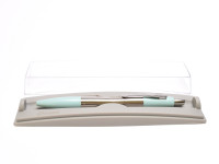 Made in UK 2002-2005 NOS Heavy Stainless Steel PARKER Dimonite Blue Mint Light Turquoise Ballpoint Pen in Box