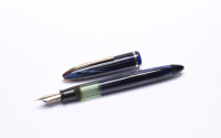 Stunning Rare 1940s-50s Italy's ANCORA Lusso - Blue Sapphire Marbled Celluloid w/ 14K Super Flex EF Nib Piston Fountain Pen