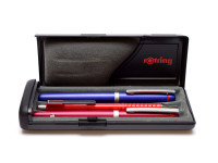 Rare Unique Black Rotring High Quality Two Lids Pen Case Box for 1 2 or 3 Fountain Ballpoint or Rollerball Pens & Pencils (R026009)