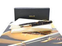 1997 Pelikan CELEBRY P580 & K580 Agate black & Gold (Black Marble - Achatschwarz) 14K Flex M Nib Fountain & Ballpoint Pen Set in Box