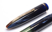 Stunning Rare 1940s-50s Italy's ANCORA Lusso - Blue Sapphire Marbled Celluloid w/ 14K Super Flex EF Nib Piston Fountain Pen