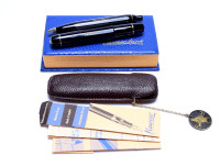 1960s 12 Sided Black Resin KAWECO SPORT 12/V12 OB Oblique Broad & 618 Fountain & Ballpoint Pen Set in Leather Pouch