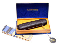 1960s 12 Sided Black Resin KAWECO SPORT 12/V12 OB Oblique Broad & 618 Fountain & Ballpoint Pen Set in Leather Pouch