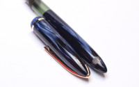 Stunning Rare 1940s-50s Italy's ANCORA Lusso - Blue Sapphire Marbled Celluloid w/ 14K Super Flex EF Nib Piston Fountain Pen