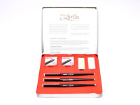 Vintage Rotring ArtPen Fountain Calligraphy Pen Set In Box w/ 12 Cartridges, Converter, Arkansas Stone & Buffing Leather (S0227700)
