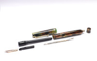 Breathtaking 1930s Italy's ANCORA DUPLEX No. 42 Brown & Green Marbled - Tortoise Honey "Tiger Eye" Celluloid 14K Super Flex GZ Nib Push Button Fountain Pen from the "Attic Find"