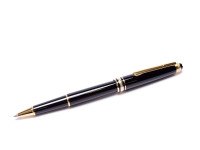 1999 Montblanc 163 Meisterstuck Masterpiece 75 Years of Passion Diamond Anniversary Edition Black Resin & Gold Rollerball in Original Box