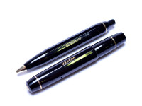 1960s 12 Sided Black Resin KAWECO SPORT 12/V12 OB Oblique Broad & 618 Fountain & Ballpoint Pen Set in Leather Pouch