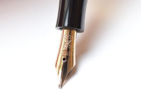 1930s Reform ORIGINAL LUXUS Fountain Pen Chevron "Tiger Eye" Sapphire Blue Celluloid w/ 14K Super Flex F Fine Nib from the "Attic Find"