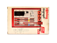 NOS Vintage Rotring Isograph 4 Technical Pens 0.25mm, 0.35mm, 0.50mm, 0,70mm + Ink Tube & Pen Station Set in Box 