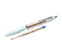 Made in UK 2002-2005 NOS Heavy Stainless Steel PARKER Dimonite Blue Mint Light Turquoise Ballpoint Pen in Box