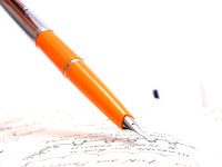 Original PATROMATIC Cartridge/ Converter Filler Orange & Silver Steel EF Extra Fine Nib Fountain Pen