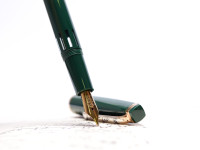 Super Rare 1960s Reform Rectangular/Square Olive Green 14K Gold Flexible F to BB Nib Piston Fountain Pen