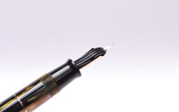 Breathtaking 1930s Italy's ANCORA DUPLEX No. 42 Brown & Green Marbled - Tortoise Honey "Tiger Eye" Celluloid 14K Super Flex GZ Nib Push Button Fountain Pen from the "Attic Find"