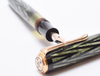 Reform LUXUS Fountain Pen Original Never Used Amazing Art Deco 1930s Reform LUXUS Chevron "Tiger Eye" Jade Green Celluloid w/14K Super Flex Nib Fountain Pen from the "Attic Find"Original Never Used Amazing Art Deco 1930s Reform LUXUS Chevron "Tiger Eye" J